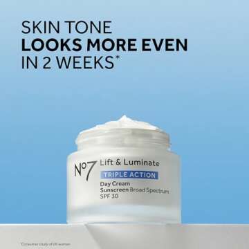 No7 Lift & Luminate Triple Action Fragrance Free Day Cream SPF 30 - Broad Spectrum Anti-Aging Face C...