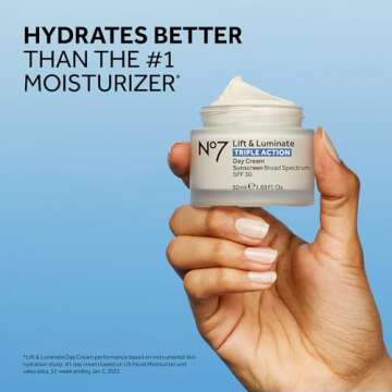 No7 Lift & Luminate Triple Action Fragrance Free Day Cream SPF 30 - Broad Spectrum Anti-Aging Face Cream - Hydrating Hibiscus Peptides & Hyaluronic Acid + Brightening Emblica & Vitamin C (1.69 Fl Oz)