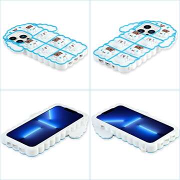 WOLLONY for iPhone 13 Pro Max Case 3D Cartoon Kawaii Funny Cute Phone Case for Girls Boys Women Soft Silicone Animal Shockproof Anti-Bump Protective Cover for iPhone 13 Pro Max 6.7" White-Blue
