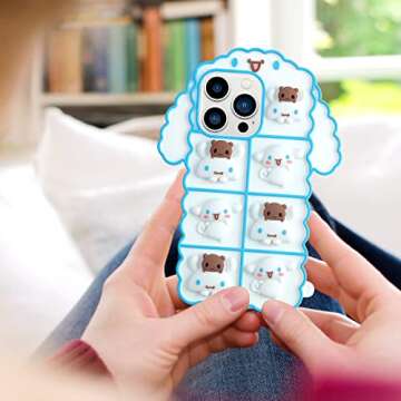 WOLLONY for iPhone 13 Pro Max Case 3D Cartoon Kawaii Funny Cute Phone Case for Girls Boys Women Soft Silicone Animal Shockproof Anti-Bump Protective Cover for iPhone 13 Pro Max 6.7" White-Blue