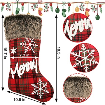 Sunnyglade Christmas Stocking 4 Pack Classic Buffalo Plaid