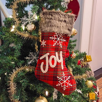 Sunnyglade Christmas Stocking 4 Pack Classic Buffalo Plaid