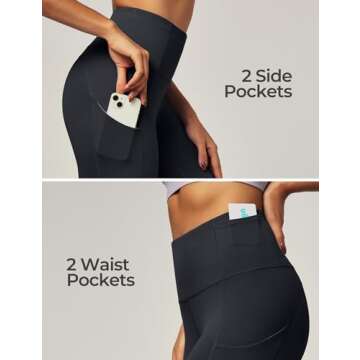 IUGA Leggings with Pockets for Women High Waisted Yoga Pants Women Leggings for Women Tummy Control Workout Compression Leggings Black