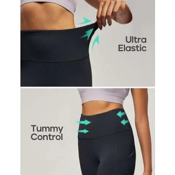 IUGA Leggings with Pockets for Women High Waisted Yoga Pants Women Leggings for Women Tummy Control Workout Compression Leggings Black