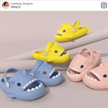 Toddler Shark Slides, Kids Cloudy Shark Slides Boys Girls Pool Beach Shoes Anti-Slip Cute Cartoon Sl...