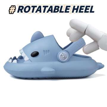 Toddler Shark Slides, Kids Cloudy Shark Slides Boys Girls Pool Beach Shoes Anti-Slip Cute Cartoon Slippers Size 6 Blue