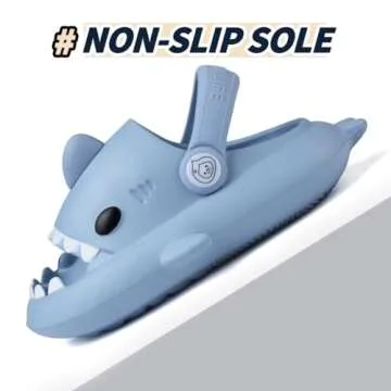 Toddler Shark Slides, Kids Cloudy Shark Slides Boys Girls Pool Beach Shoes Anti-Slip Cute Cartoon Slippers Size 6 Blue