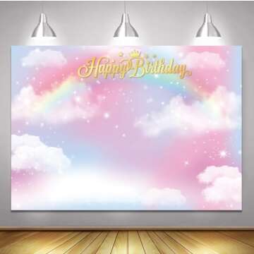 Princess Birthday Backdrop Girls 1st 2nd Happy Birthday Party Backdrop Princess Dream Castle Fairy T...
