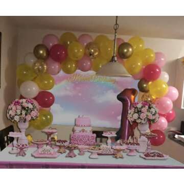 Princess Birthday Backdrop Girls 1st 2nd Happy Birthday Party Backdrop Princess Dream Castle Fairy Tale Party Photography Decoration Background 7x5ft