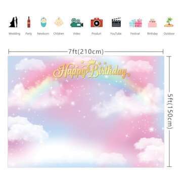 Princess Birthday Backdrop Girls 1st 2nd Happy Birthday Party Backdrop Princess Dream Castle Fairy Tale Party Photography Decoration Background 7x5ft