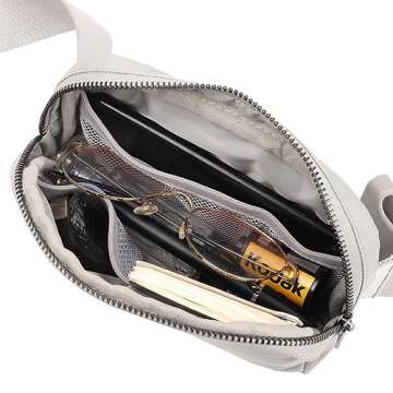Seadamoo Mini Gray Fanny Pack Crossbody Bags for Women and Men, Waterproof Belt Bag with Adjustable Strap for Traveling Running Hiking Cycling.