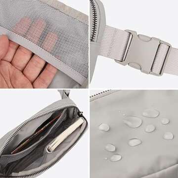 Seadamoo Mini Gray Fanny Pack Crossbody Bags for Women and Men, Waterproof Belt Bag with Adjustable Strap for Traveling Running Hiking Cycling.