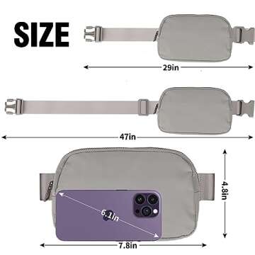Seadamoo Mini Gray Fanny Pack Crossbody Bags for Women and Men, Waterproof Belt Bag with Adjustable Strap for Traveling Running Hiking Cycling.