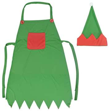 Ocharzy Adjustable Christmas Elf Apron and Hat Set