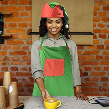 Ocharzy Adjustable Christmas Elf Apron and Hat Set
