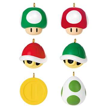 Hallmark Keepsake Miniature Christmas Ornament,Plastic, 2022, Nintendo Super Mario, Mini Set of 6