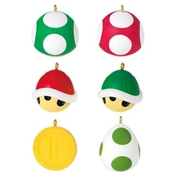 Hallmark Keepsake Miniature Christmas Ornament,Plastic, 2022, Nintendo Super Mario, Mini Set of 6
