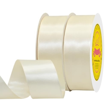 LEEQE 100 Yards Ivory Satin Ribbon - Ideal for Gift Wrapping, Weddings, and Crafts