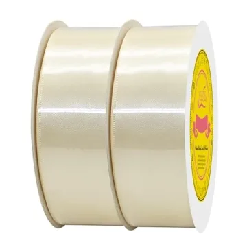 LEEQE Ivory Satin Ribbon 100 Yards for Gift Wrapping