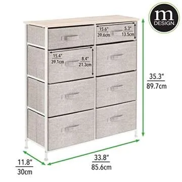 mDesign 8-Drawer Storage Dresser Unit for Small Spaces