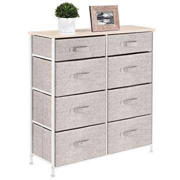 mDesign 8-Drawer Storage Dresser Unit for Small Spaces