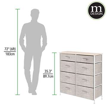 mDesign 8-Drawer Storage Dresser Unit for Small Spaces