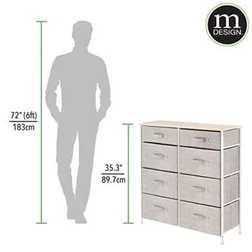 mDesign 8-Drawer Storage Dresser Unit for Small Spaces