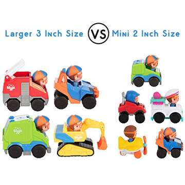 Blippi 3" Vehicles 4-Pack Toy Playset - Construction Excavator, Mobile, Fire Engine, Garbage Truck -...