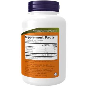 NOW Foods Supplements, Apple Pectin 700 mg, Dietary Fiber, Intestinal Support*, 120 Veg Capsules