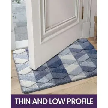 DEXI Door Mat 20x32, Non Slip Absorbent Washable Entryway Mats, Low Profile Inside Doormats for Home Entrance, Front Entry, Blue