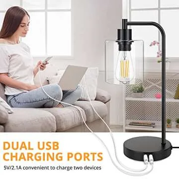 MAXvolador Industrial Table Lamps with USB Ports