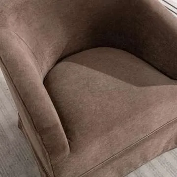 Locus Bono Swivel Accent Chair, Upholstered Swivel Chairs for Living Room, Bedroom, Lounge, Fabric Swivel Barrel Chair for Small Space (Brown/Camel)