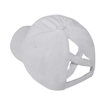 Muryobao Women Ponytail Criss Cross Messy Buns Ponycaps Baseball Cap Adjustable Cotton Distressed Da...