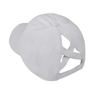 Muryobao Women Ponytail Criss Cross Messy Buns Ponycaps Baseball Cap Adjustable Cotton Distressed Da...