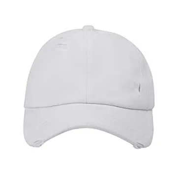 Muryobao Women Ponytail Criss Cross Messy Buns Ponycaps Baseball Cap Adjustable Cotton Distressed Dad Trucker Hat for Outdoor Sports Travel White