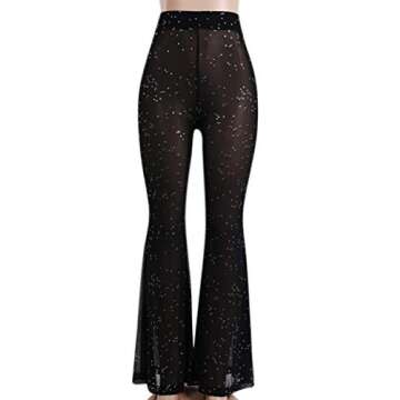 Women Rave Mesh Sheer Pants for Dance Festival Clubwear