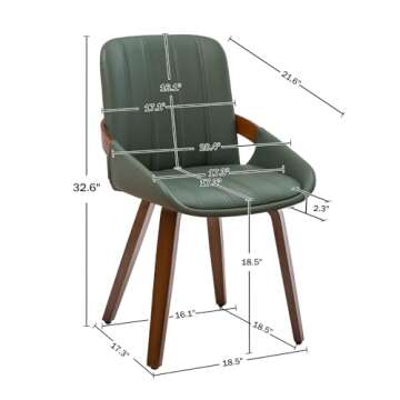 YOUUGIOR Mid Century Modern Faux Leather Upholstered Dining Chairs Set of 2,Armless Accent Chairs wi...