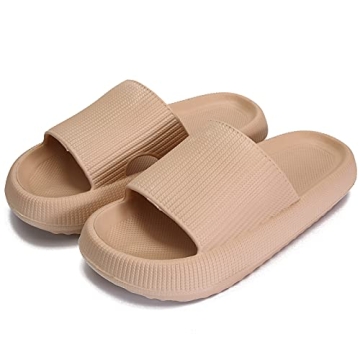 rosyclo Pillow Slippers for Women, Non-Slip Massage Foam Shower Bathroom Home Floor Thick Sole Quick Drying Cloud Cushion Womens Mens Sandals, Soft Comfortable Platform Open Toe Shoes
