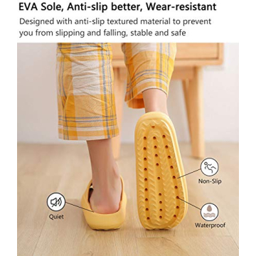 rosyclo Pillow Slippers for Women, Non-Slip Massage Foam Shower Bathroom Home Floor Thick Sole Quick Drying Cloud Cushion Womens Mens Sandals, Soft Comfortable Platform Open Toe Shoes