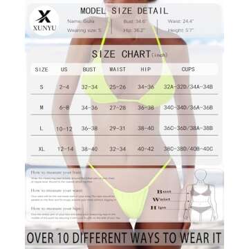 XUNYU Thong Bikini Sets - Sexy Adjustable Two Piece Swimwear