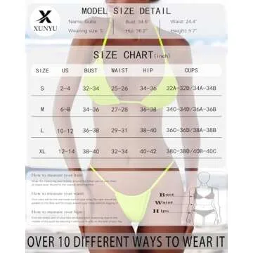 XUNYU Thong Bikini Sets - Sexy Adjustable Two Piece Swimwear