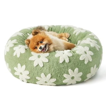 Lesure Donut Small Dog Bed - Cozy Round Cat Bed with Anti-Slip Bottom