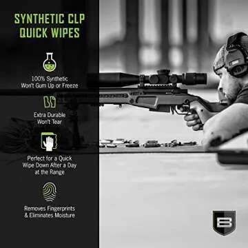 Breakthrough Clean Technologies® Multi-Purpose CLP Quick Wipes, 5" x 6", Firearm Cleaner, Lubricant, and Protectant - Perfect for Handguns and Rifles - Field and Range Accessories - 50-Pack Canister