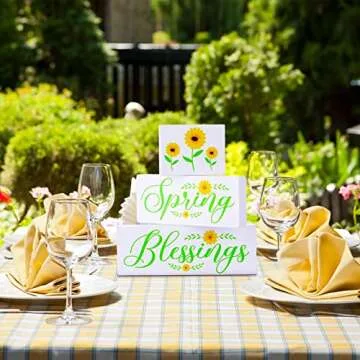 Queekay Spring Wooden Sign Set for Home Decoration