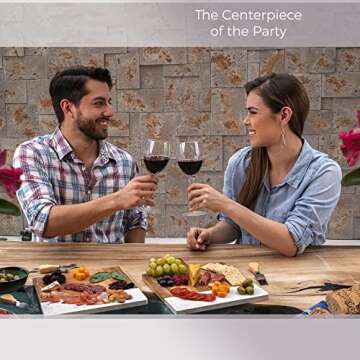 Hearthford White Marble Serving Board - Marble Cheese Board | Acacia Wooden serving Tray for Charcuterie, Cheese, Meats, Fruit, Crackers| Marble cutting board, marble tray, white marble slab rectangle