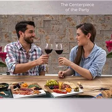 Hearthford White Marble Serving Board - Marble Cheese Board | Acacia Wooden serving Tray for Charcuterie, Cheese, Meats, Fruit, Crackers| Marble cutting board, marble tray, white marble slab rectangle