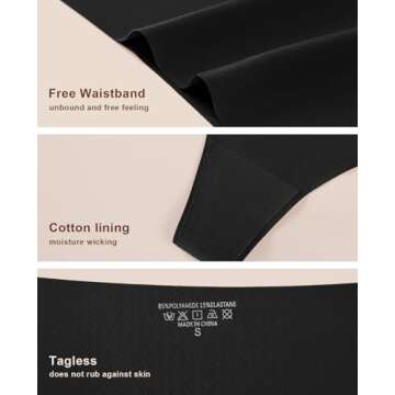 oshkang Thongs for Womens High Waisted Seamless for Women Underwear Sexy Breathable Panties 6 Pack