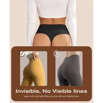 oshkang Thongs for Womens High Waisted Seamless for Women Underwear Sexy Breathable Panties 6 Pack