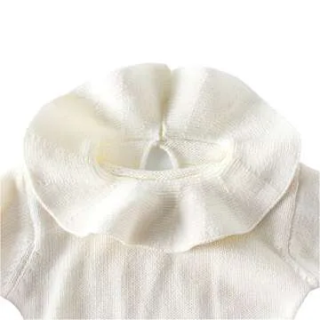 Pinleck Baby Girls Sweet Knitted Fleece Romper Long Sleeve Ruffle Jumpsuit Sweater Dress (Brown, 66/0-3 Months)