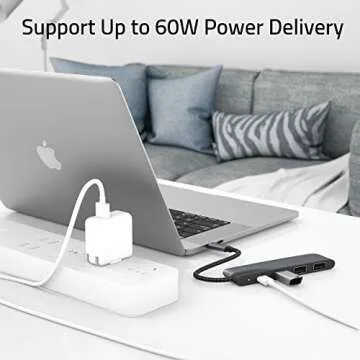 Syntech USB C Hub, 4-in-1 USB C to USB Adapter Type-C Charging, Thunderbolt 3 to USB 3.0 Multiport Adapter Compatible with MacBook Pro 2018/2017, New MacBook 12 inch, Dell XPS and More - Space Gray